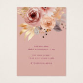 ピンクの金ゴールド水彩花表示カード (裏面)