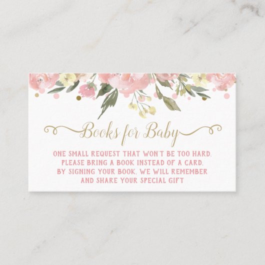 ピンクの金ゴールド水色のフローラがブックエンクロージャをもたらす 名刺 (正面)