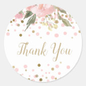 ピンクの金ゴールド水色のフローラのお気に入り ラウンドシール (正面)