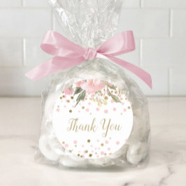 ピンクの金ゴールド水色のフローラのお気に入り ラウンドシール