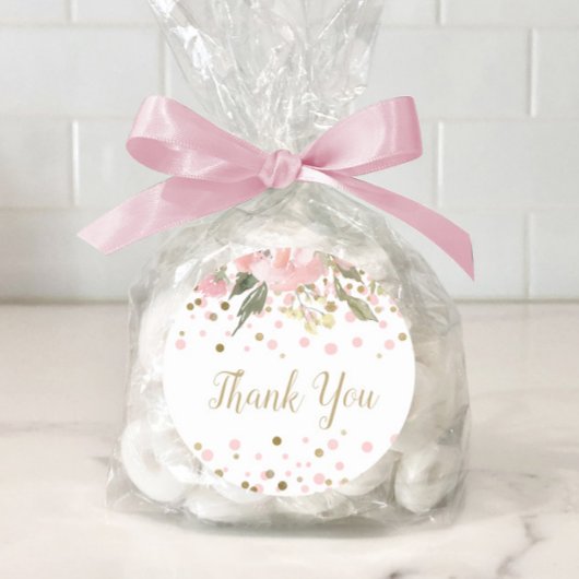 ピンクの金ゴールド水色のフローラのお気に入り ラウンドシール