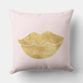 ピンクの金ゴールド水色の唇 クッション (裏面)