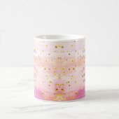 ピンクの金ゴールド水色の箴言31:25聖書の詩 コーヒーマグカップ (中央)