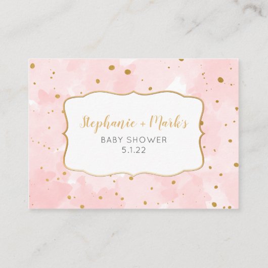 ピンクの金ゴールド水色ガールブックリクエストカード 名刺 (裏面)