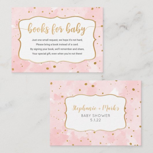 ピンクの金ゴールド水色ガールブックリクエストカード 名刺 (正面/裏面)