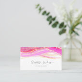ピンクの金ゴールド水色シックモダンタイポグラフィ 名刺 (スタンド正面)