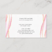 ピンクの金ゴールド水色シックモダンタイポグラフィ 名刺 (裏面)