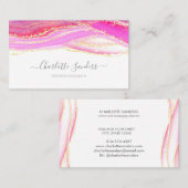 ピンクの金ゴールド水色シックモダンタイポグラフィ 名刺 (正面/裏面)