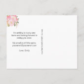 ピンクの金ゴールド水色フローラの新しいアドレスを移動 案内ポストカード (裏面)