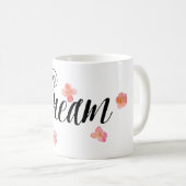 ピンクの金ゴールド水色フローラ夢 コーヒーマグカップ (正面右)