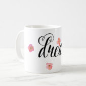 ピンクの金ゴールド水色フローラ夢 コーヒーマグカップ (正面左)