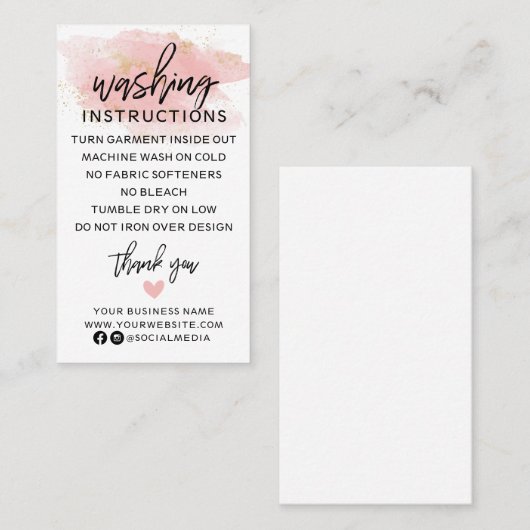 ピンクの金ゴールド洗い方の衣料品シャ気にツ 名刺 (正面/裏面)