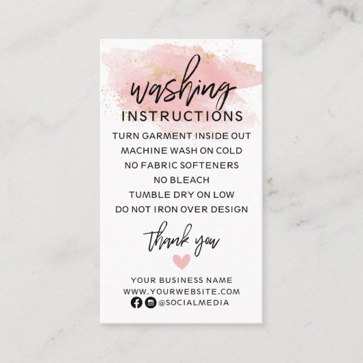 ピンクの金ゴールド洗い方の衣料品シャ気にツ 名刺 (正面)