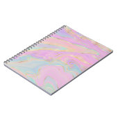 ピンクの金ゴールド液体スワールレインボーマーブル ノートブック (左側)