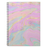 ピンクの金ゴールド液体スワールレインボーマーブル ノートブック (正面)