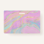 ピンクの金ゴールド液体スワールレインボーマーブル バッジ (裏面)