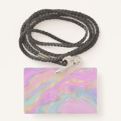 ピンクの金ゴールド液体スワールレインボーマーブル バッジ (裏面ランヤード)