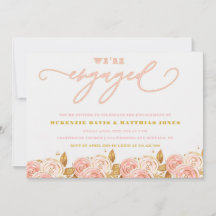 ピンクの金ゴールド牡丹私たちは婚約した婚約パーティ