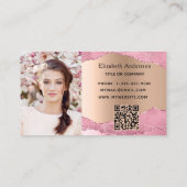 ピンクの金ゴールド瑪瑙の大理石QRコード写真 名刺 (裏面)