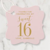 ピンクの金ゴールド甘い16写真名ありがとう誕生日 フェイバータグ (正面)