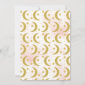 ピンクの金ゴールド私たちは月の赤ちゃんシャワーの上にいる 招待状 (裏面)