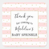 ピンクの金ゴールド紙吹雪の赤ちゃんシャワーお気に入りシール スクエアシール (正面)