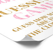 ピンクの金ゴールド紙吹雪キャンディ推測ゲームの看板 ポスター (角)