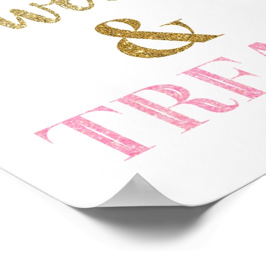 ピンクの金ゴールド紙吹雪スイーツ&トリートデザートテーブル ポスター (角)