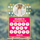 ピンクの金ゴールド紙吹雪スターズフォトスイート16へようこそ アクリルサイン (ニュートラル)