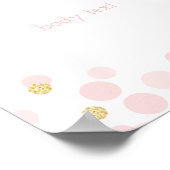 ピンクの金ゴールド紙吹雪ドット編集可能パーティー記号 ポスター (角)