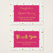 ピンクの金ゴールド紙吹雪ブライダルシャワーメッセージカード (正面&裏面)