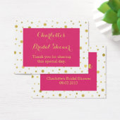 ピンクの金ゴールド紙吹雪ブライダルシャワーメッセージカード (デスク)