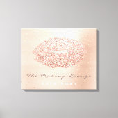 ピンクの金ゴールド紙吹雪メイクアップアーティストグレーキス唇 キャンバスプリント (正面)