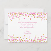 ピンクの金ゴールド紙吹雪写真サンキューカード サンキューカード (裏面)