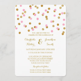 ピンクの金ゴールド紙吹雪結婚式招待状 招待状