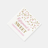 ピンクの金ゴールド紙吹雪退職は甘い スタンダードカクテルナプキン (角)