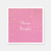 ピンクの金ゴールド紙吹雪 スタンダードカクテルナプキン (正面)