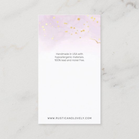 ピンクの金ゴールド素朴フローラ〔雄ジカの〕枝角イヤリングジュエリー 名刺 (裏面)