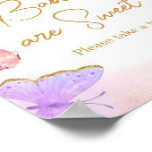 ピンクの金ゴールド紫色の蝶のベビーは甘い ポスター (角)