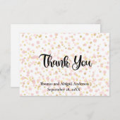 ピンクの金ゴールド結婚オーバーレイ サンキューカード (正面/裏面)