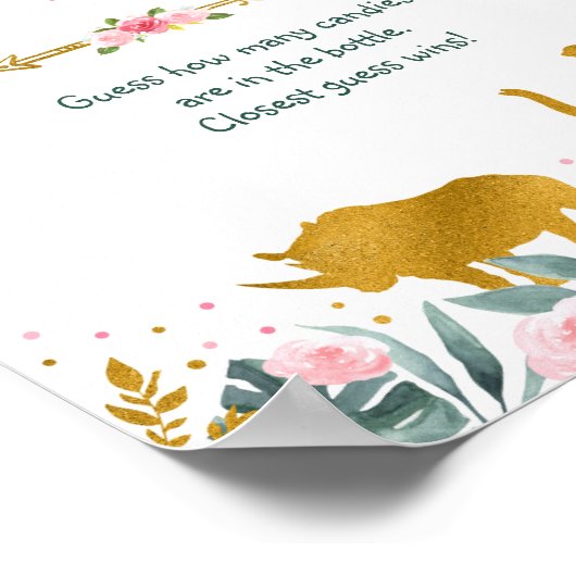 ピンクの金ゴールド緑のサファリ推測ゲームの記号の数 ポスター (角)