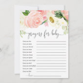 ピンクの金ゴールド緑のフローラ祈りの言葉ベビーカード 招待状 (正面)