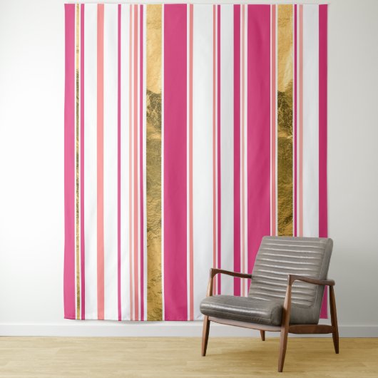 ピンクの金ゴールド縦パターン タペストリー (インサイチュ)
