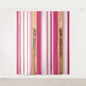 ピンクの金ゴールド縦パターン タペストリー (正面)