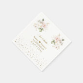 ピンクの金ゴールド花女児ツインズ1歳の誕生日バプテスマ スタンダードカクテルナプキン (角)