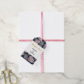 ピンクの金ゴールド葉熱帯国のナ結婚ービー・サンキュー ギフトタグ (より糸付き)