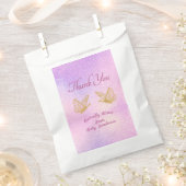 ピンクの金ゴールド蝶キスありがとう赤ちゃんシャワー フェイバーバッグ (クリップ留めされた状態)