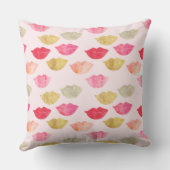 ピンクの金ゴールド赤い水色の唇 クッション (裏面)