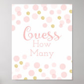 ピンクの金ゴールド赤ちゃんシャワーはいくつかを推測 ポスター (正面)