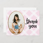 ピンクの金ゴールド赤ちゃん女の子シャワーありがとう写真 ポストカード (正面/裏面)